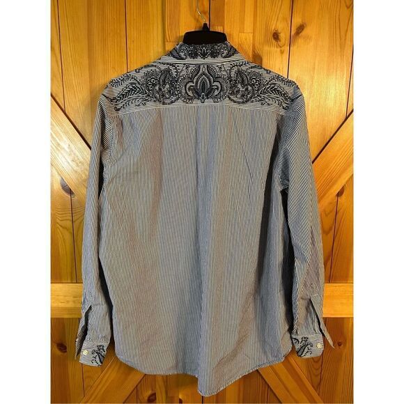 Lucky Brand 100% COTTON black striped, Embroidered Striped Size XL (0387) - Picture 6 of 7